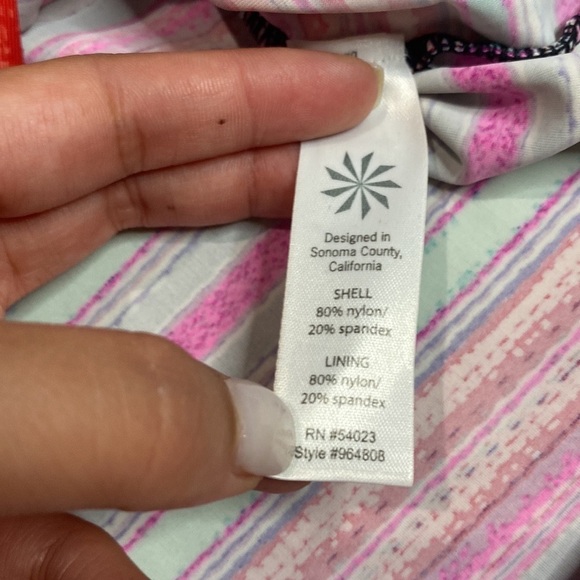 ATHLETA WOMEN SWIMWEAR TANKINI BOHO STIPES PINK RED GREEN SIZE S - Picture 8 of 9
